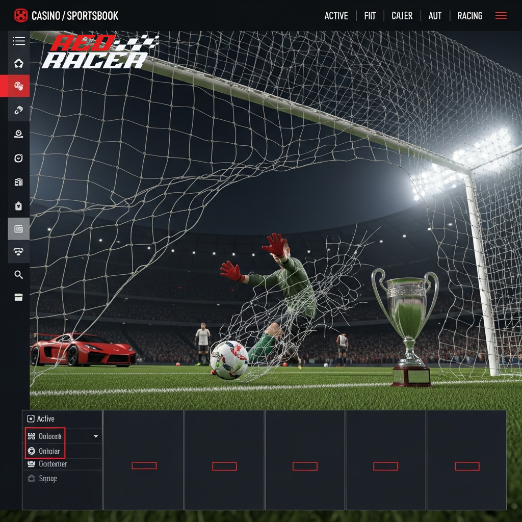 Sportwetten-Bonus mit Fußballtorwart und Pokal
